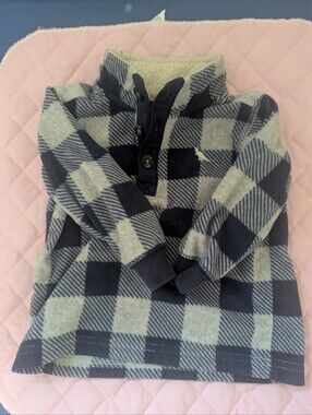 Carter's Navy and Gray Buffalo Plaid Sherpa Zip Pullover.12 Months.